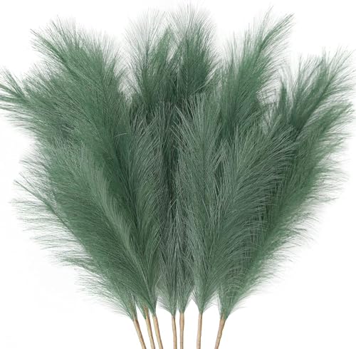 ZIFTY 7-Pcs 38"/3.1FT Faux Pampas Grass Large Tall Fluffy Artificial Fake Flower Boho Decor Bulrush Reed Grass for Vase Filler Farmhouse Home Wedding Decor (Green) - Image 1