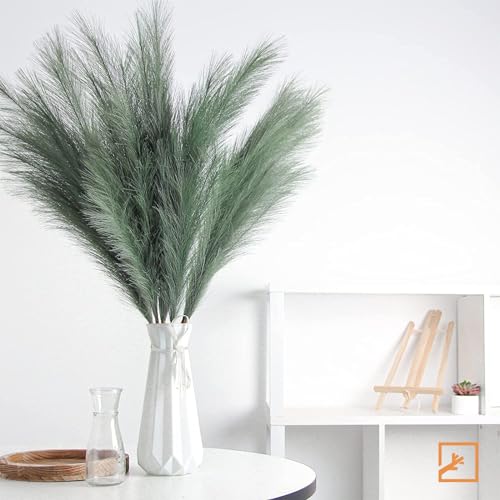 ZIFTY 7-Pcs 38"/3.1FT Faux Pampas Grass Large Tall Fluffy Artificial Fake Flower Boho Decor Bulrush Reed Grass for Vase Filler Farmhouse Home Wedding Decor (Green) - Image 5