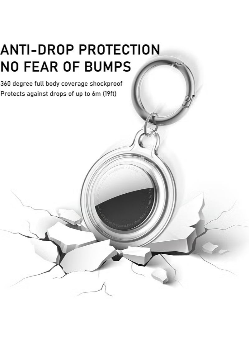 X-level Waterproof Airtag Holder 3 Pack Apple AirTags with Keychain AirTag Case for Luggage Dog Collar and Keys Anti-Scratch Full Body Protective Airtag Holder 3 Colors Pink/Clear/Blue - Image 4