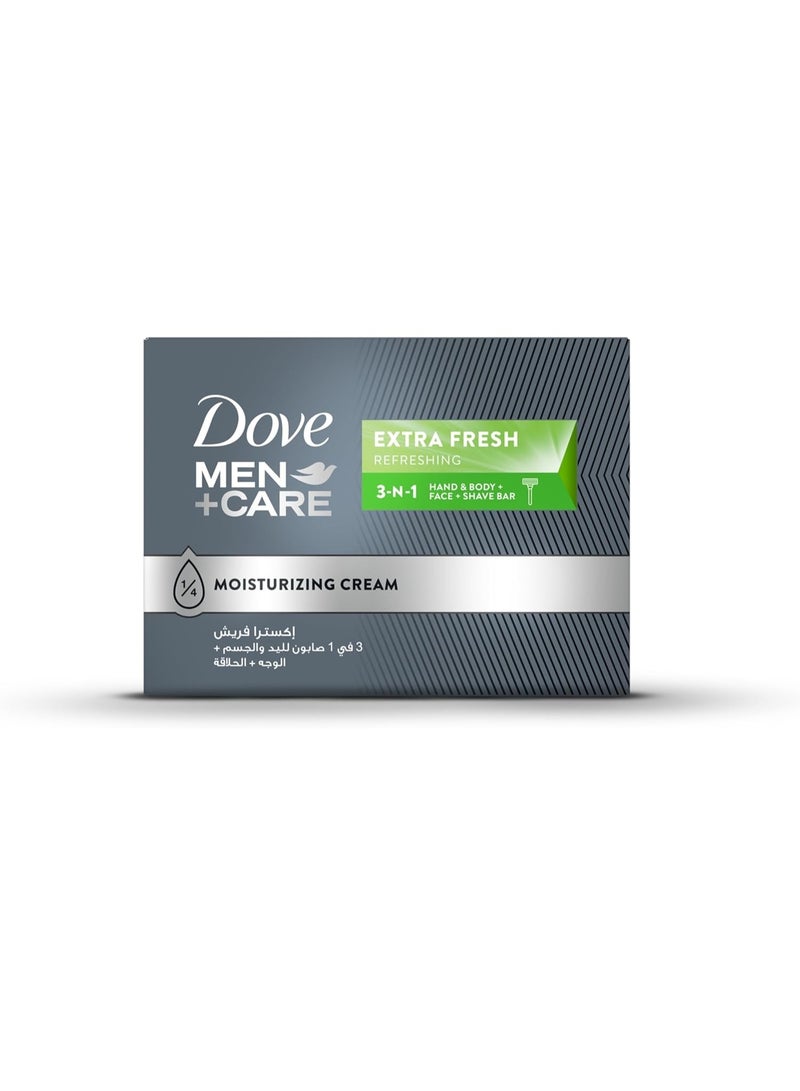 دوف قطعتين من صابون منعش إضافي 3 في 1، للجسم والوجه والحلاقة، مع ربع كريم مرطب، 100 غرام - Image 2