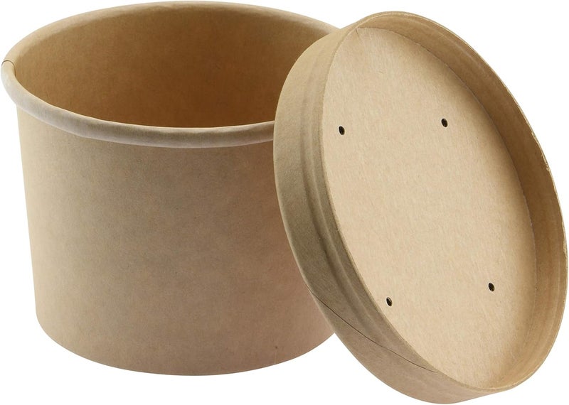 NYHI Kraft 50 Pack 12 oz Small Paper Bowls Soup Storage Containers With Lids Insulated Take Out Disposable Food Storage Cups For Hot Cold Foods To Go Bowls With Vented Lids - Image 3