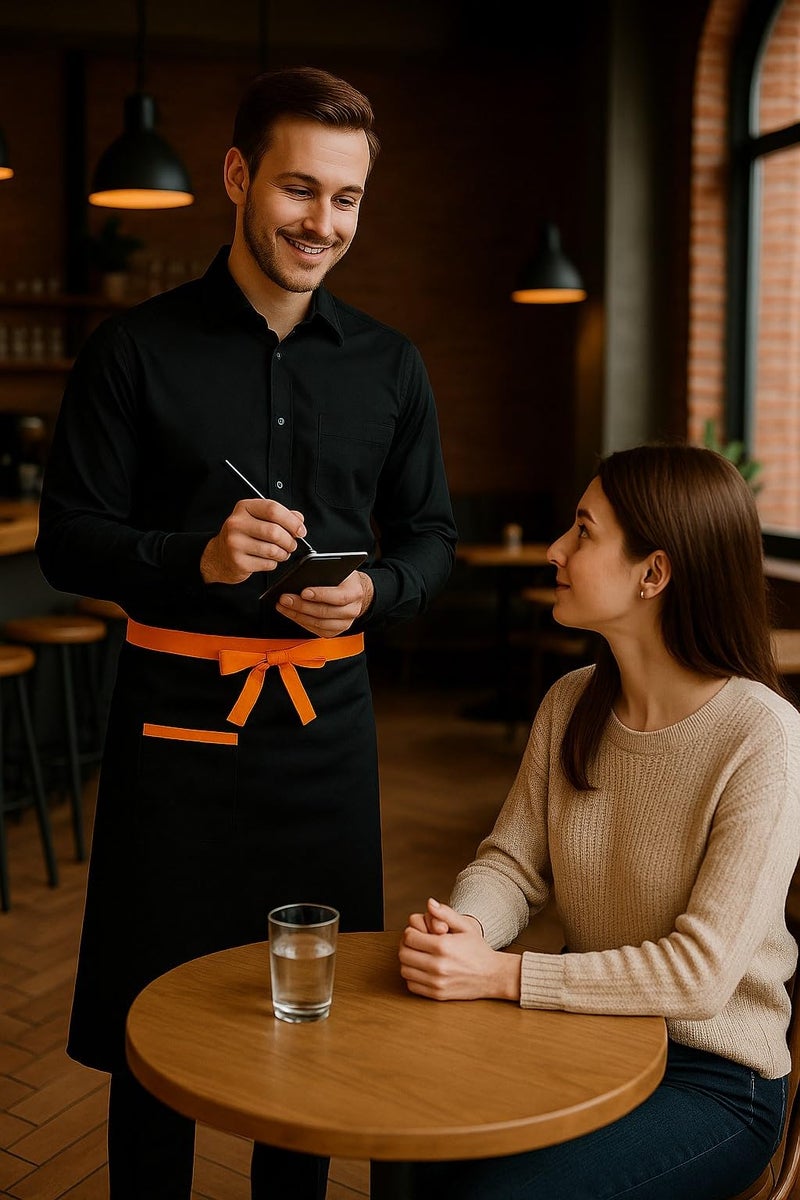 Switchon Waist Black Apron with front pocket free Size-Black orange - Image 4