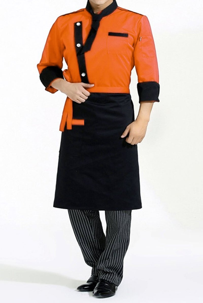 Switchon Waist Black Apron with front pocket free Size-Black orange - Image 2