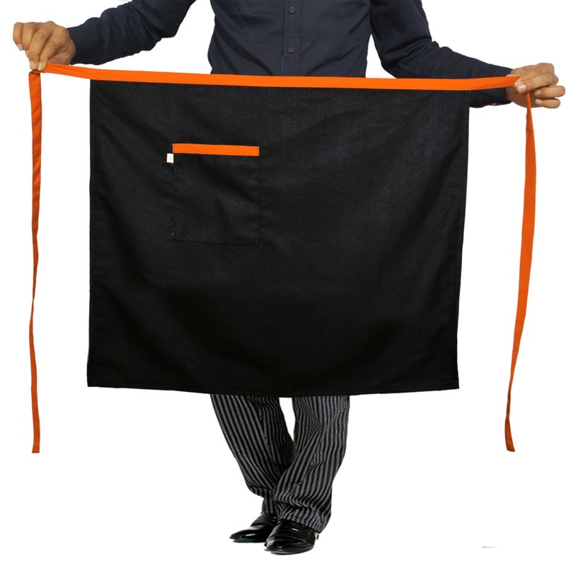 Switchon Waist Black Apron with front pocket free Size-Black orange - Image 5