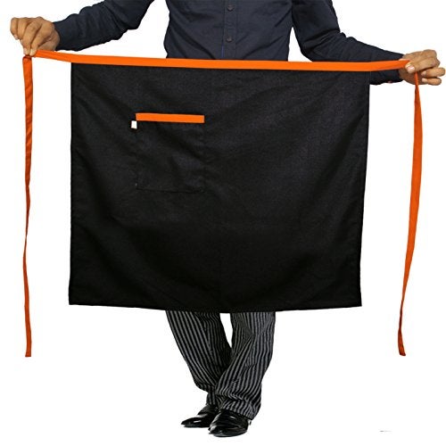 Switchon Waist Black Apron with front pocket free Size-Black orange - Image 1
