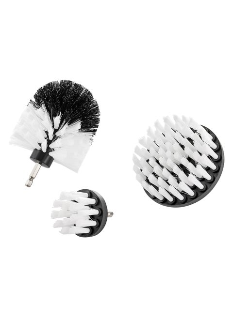 Drill Brush Set - White - Durable Nylon Bristles, Hex Shank for Quick Attachment to Power Tools - Heavy-Duty Cleaning for Bathrooms, Kitchens, Tiles, Grout, Cars, Furniture, Multi-Surface