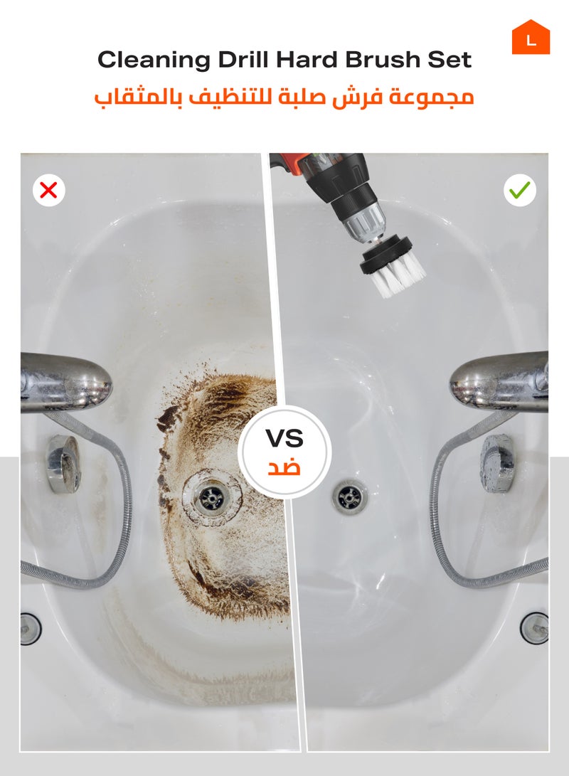 LAWAZIM Drill Brush Set - White - Durable Nylon Bristles, Hex Shank for Quick Attachment to Power Tools - Heavy-Duty Cleaning for Bathrooms, Kitchens, Tiles, Grout, Cars, Furniture, Multi-Surface - Image 3