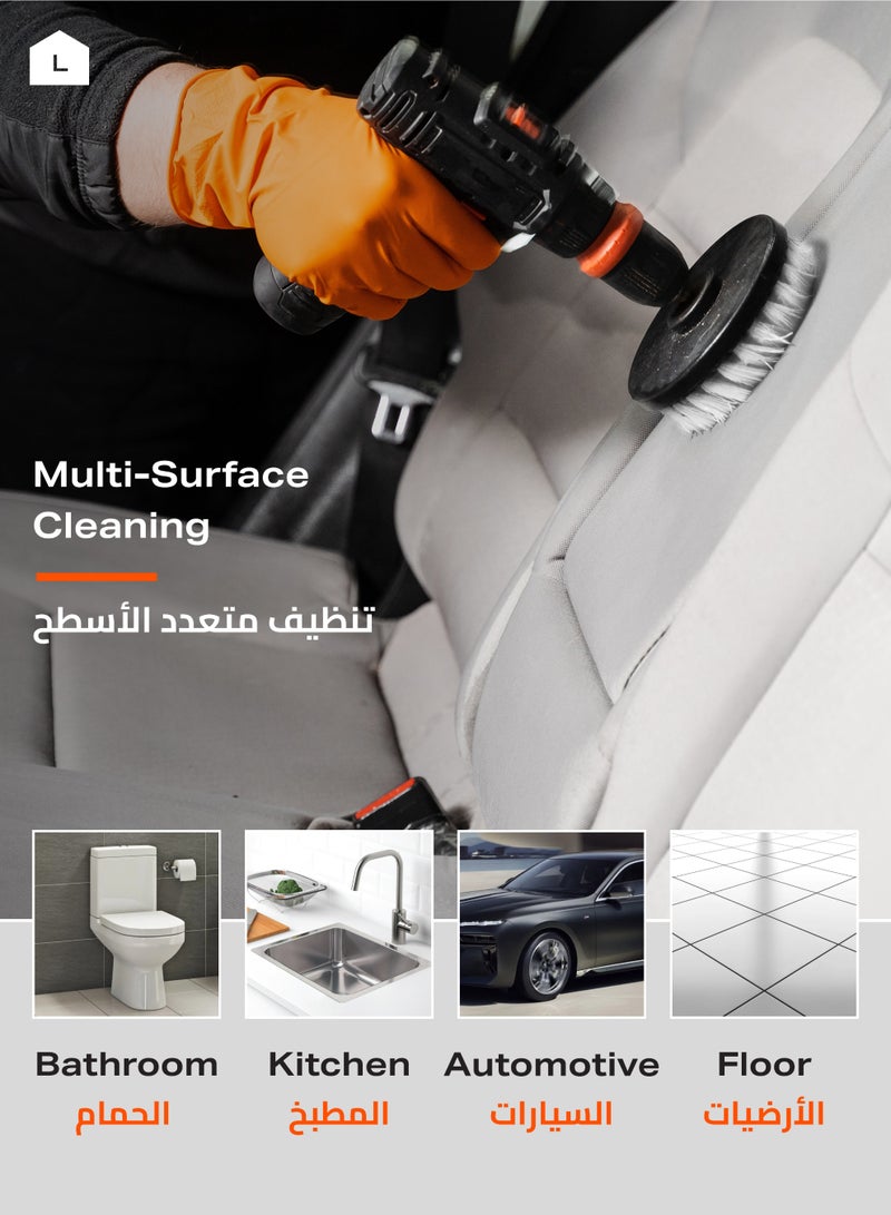 LAWAZIM Drill Brush Set - White - Durable Nylon Bristles, Hex Shank for Quick Attachment to Power Tools - Heavy-Duty Cleaning for Bathrooms, Kitchens, Tiles, Grout, Cars, Furniture, Multi-Surface - Image 5