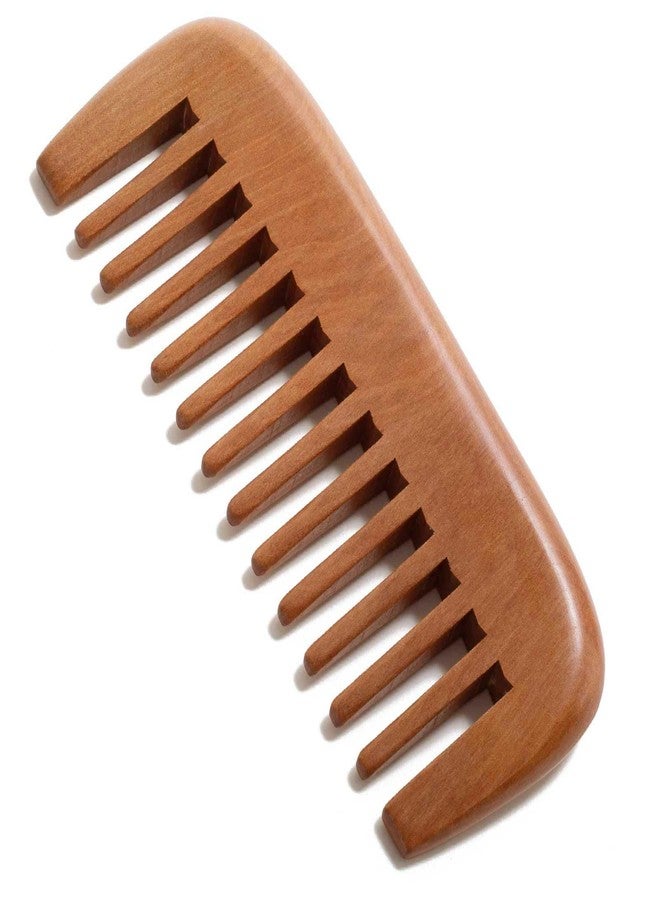 Moreinday Wide Tooth Wooden Comb for Curly Hair, Labor Comb for Birth Pain - Peach Wood - Image 1