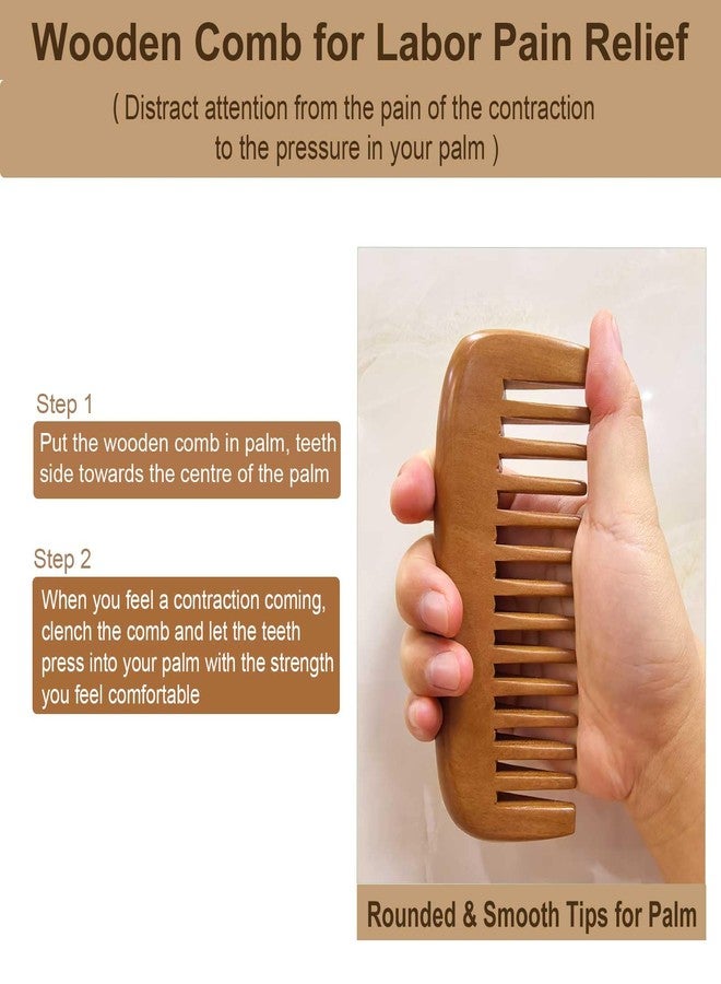 Moreinday Wide Tooth Wooden Comb for Curly Hair, Labor Comb for Birth Pain - Peach Wood - Image 3