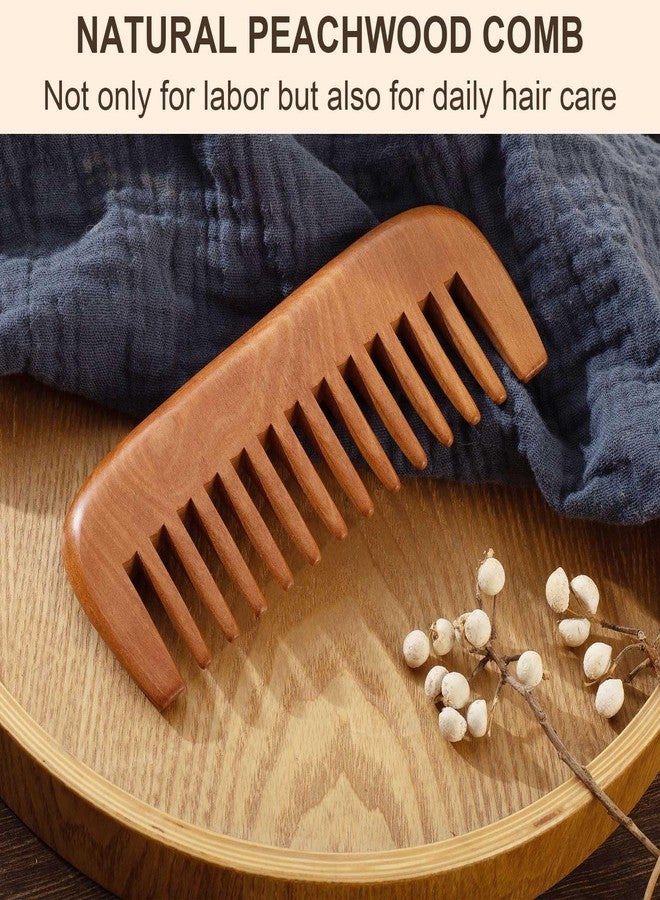 Moreinday Wide Tooth Wooden Comb for Curly Hair, Labor Comb for Birth Pain - Peach Wood - Image 2