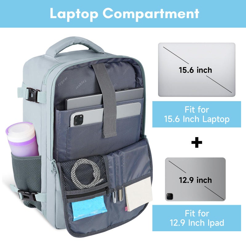 Taygeer Carry On Backpack, 35l Travel Backpack for Women Airline Approved, Cute Underseat Personal Item Travel Bag With Shoe Compartment, Casual Daypack Gifts for Friend Hiking Outdoor Weekend,Blue - Image 5