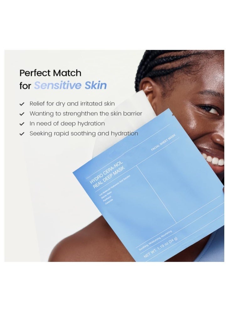 SKYLINE Hydro Cera-nol Real Deep Mask 4 Sheets (34g) | Water-Infused Soothing & Nourishing Face Mask - Image 5