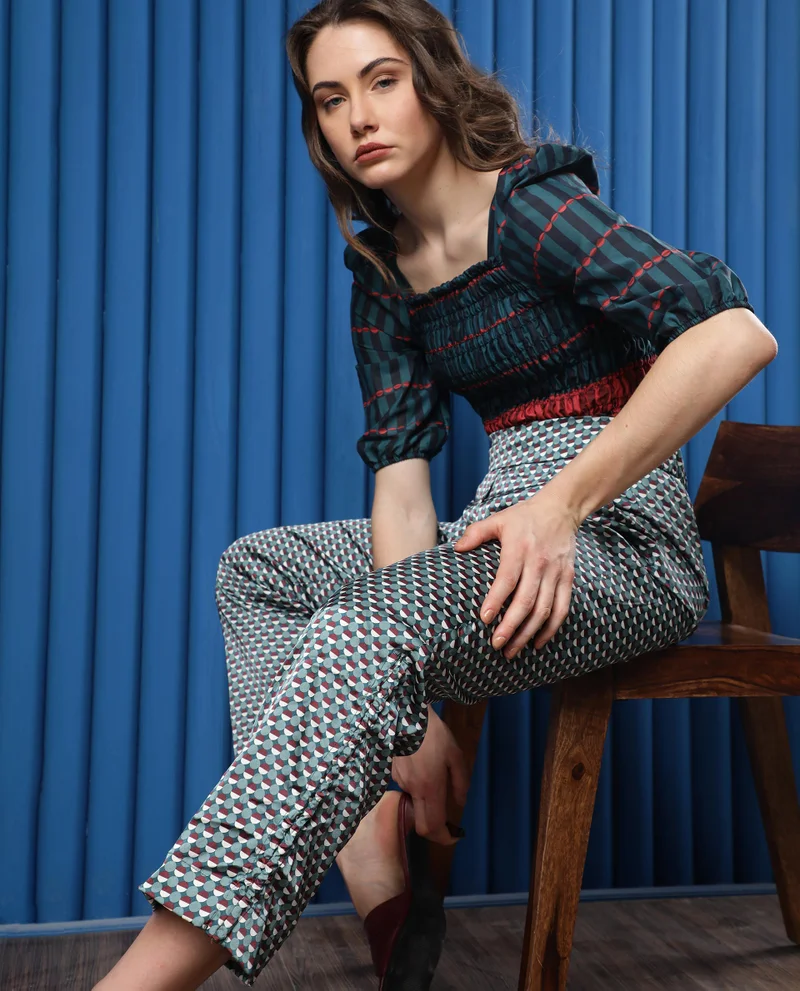 Rareism Women's Stylish Polka Satin Trousers