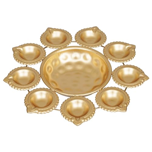 Webelkart Diya Shape Flower Decorative Urli Bowl for Home Decor Bowl for Floating Flowers and Tea Light Candles Home,Office and Table Decor| Diwali Decoration Items (Gold Polish) - Image 4
