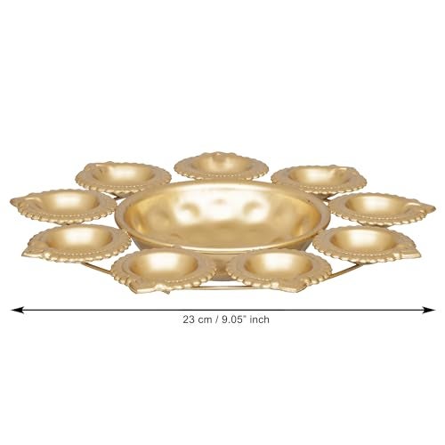 Webelkart Diya Shape Flower Decorative Urli Bowl for Home Decor Bowl for Floating Flowers and Tea Light Candles Home,Office and Table Decor| Diwali Decoration Items (Gold Polish) - Image 3