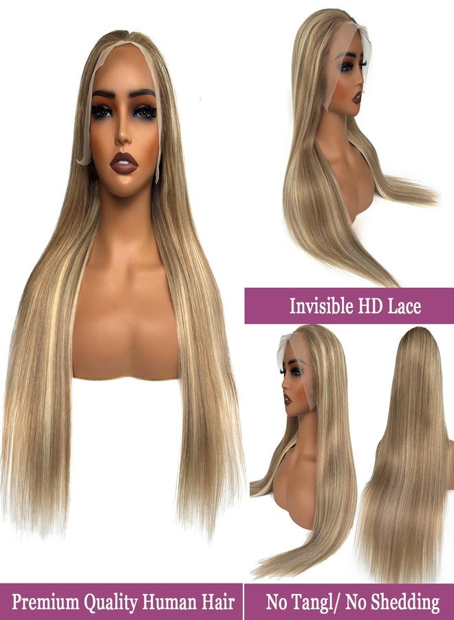 Ubetta Ash Brown to Ash Blonde Balayage Blonde Highlight Wig Human Hair, 28 Inch HD Glueless Wigs Human Hair Pre Plucked 180% Density Ombre Lace Front Human Hair Wigs for White Women - Image 2