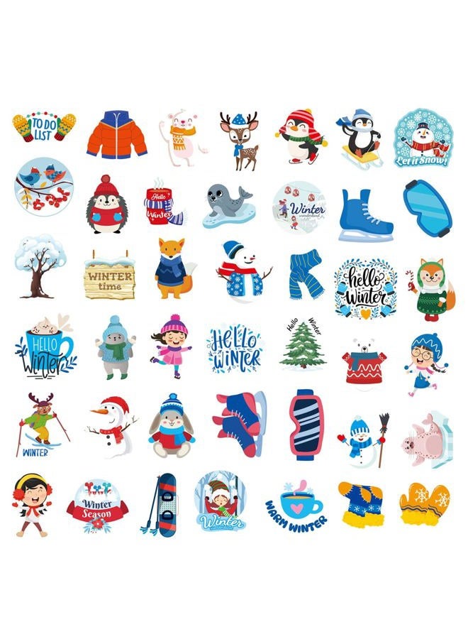 DUJAA 200PCS Winter Stickers for Kids, Vinyl Waterproof Stickers for Water Bottles, Winter Holiday Sticker with Snowflake Penguin Snowman Polar Bear, Christmas Sticker for Envelopes Cards Scrapbooking - Image 3