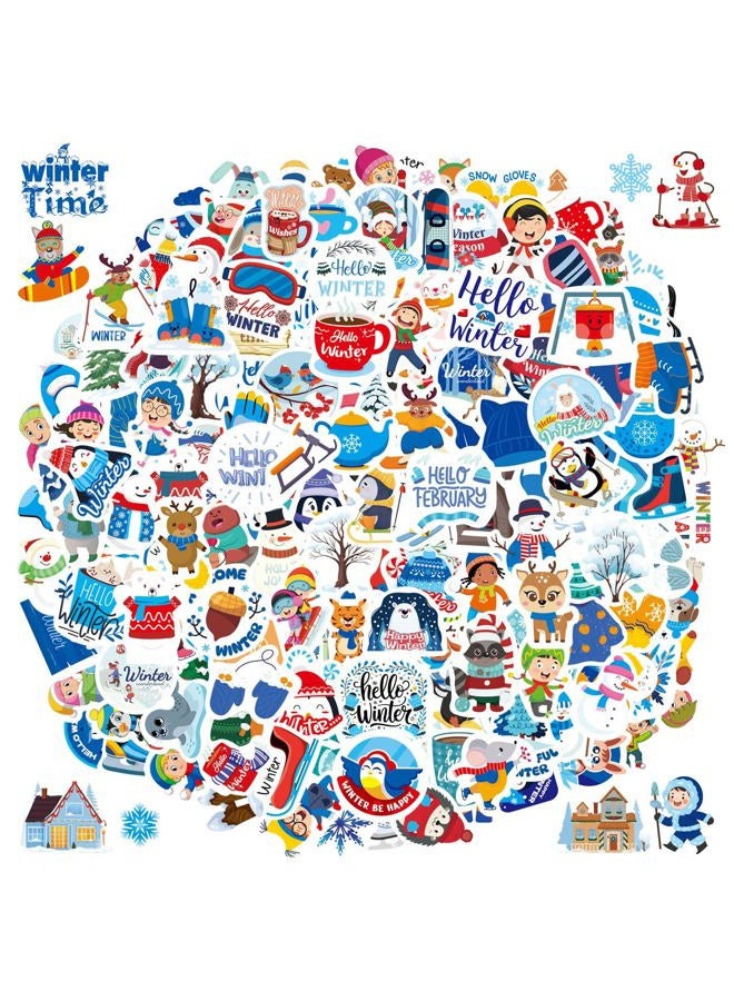 DUJAA 200PCS Winter Stickers for Kids, Vinyl Waterproof Stickers for Water Bottles, Winter Holiday Sticker with Snowflake Penguin Snowman Polar Bear, Christmas Sticker for Envelopes Cards Scrapbooking - Image 5