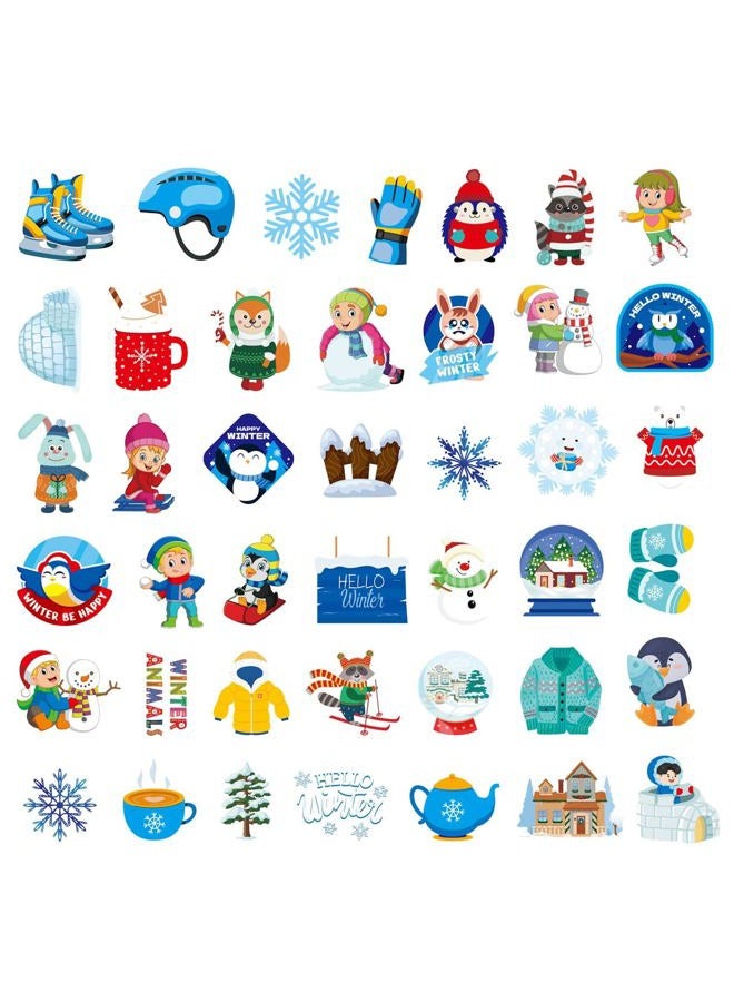 DUJAA 200PCS Winter Stickers for Kids, Vinyl Waterproof Stickers for Water Bottles, Winter Holiday Sticker with Snowflake Penguin Snowman Polar Bear, Christmas Sticker for Envelopes Cards Scrapbooking - Image 2