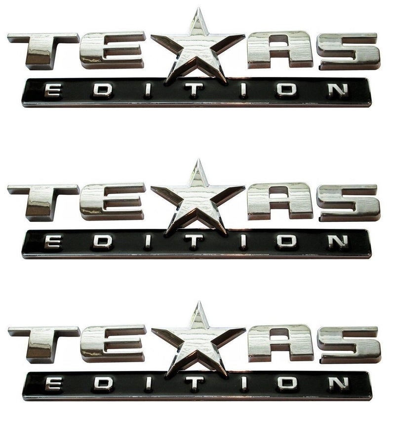 Muzzys (Set of Three) Texas Edition 3M Stick On Emblem Badge FITS GMC Sierra Chevy Silverado Suburban Tahoe Ford F150 Dodge Ram Nissan Titan Truck - Image 1