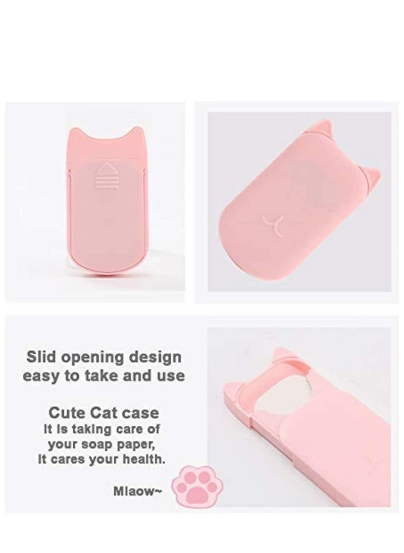 SYOSI - 12 Box Antibacterial Soap Paper Sheets in C ute Cat Slid Case, Portable Disposable Antibacterial Nature Foaming Hand Paper Soap Sheet for Hiking, Camping, backpacking - Image 1