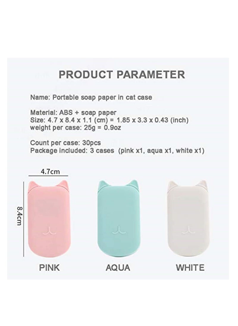 SYOSI - 12 Box Antibacterial Soap Paper Sheets in C ute Cat Slid Case, Portable Disposable Antibacterial Nature Foaming Hand Paper Soap Sheet for Hiking, Camping, backpacking - Image 1