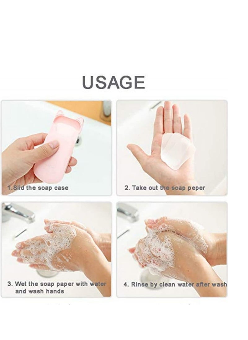 SYOSI - 12 Box Antibacterial Soap Paper Sheets in C ute Cat Slid Case, Portable Disposable Antibacterial Nature Foaming Hand Paper Soap Sheet for Hiking, Camping, backpacking - Image 1
