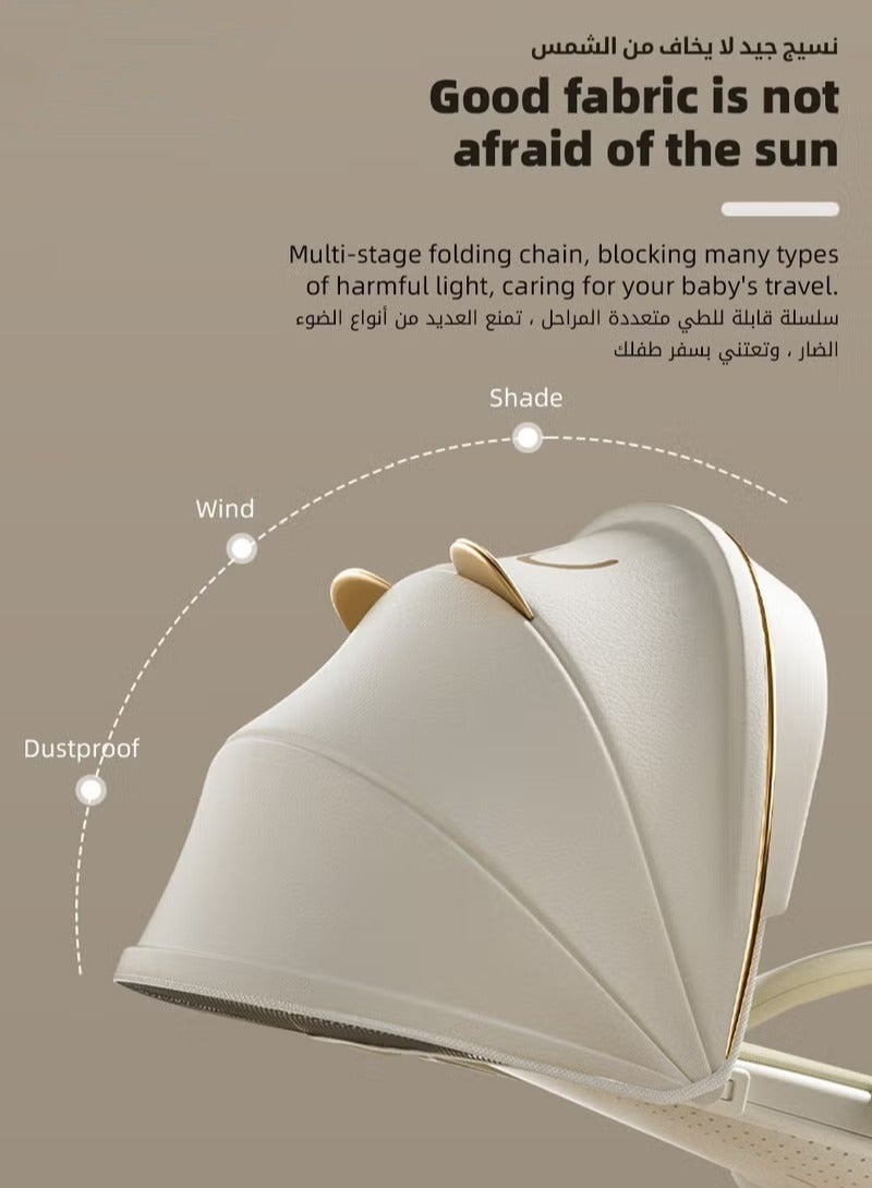 ميكسد عربة أطفال خفيفة الوزن، كابينة سفر متعددة الاستخدامات، عربة أطفال قابلة للطي بيد واحدة للرضع الجدد، الرضع، والأطفال مع صحن عشاء، لعبة عجلة القيادة، غطاء للشمس، ومقعد قابل للميل للخلف - Image 3