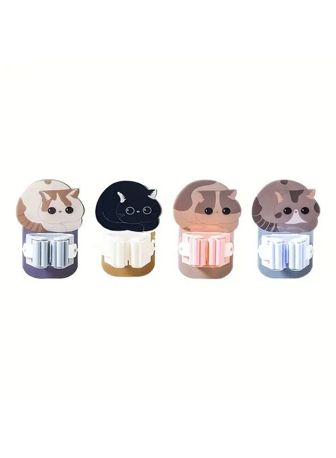 4pcs Cute Kitty Self Adhesive Hooks No Drill Bathroom Kitchen Storage Organizer - Image 1
