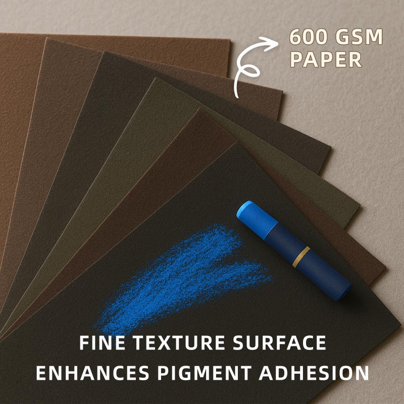 Somime 9x12 (600gsm) Sanded Pastel Paper Pad for Artists, 12 Sheets of 6 Assorted Colors Heavyweight Drawing Paper Pad for Pencils and Soft Oil Charcoal Pastels - Image 4