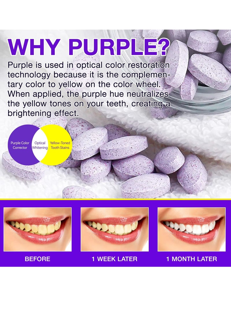 Yecuce - 150Pcs Brightening Toothpaste Tabs with Nano Hydroxyapatite for Teeth Whitening Fresh Breath Remineralizing Tablets Toothpaste with Coconut Oil Peppermint Purple Toothpaste Tablets - Image 1