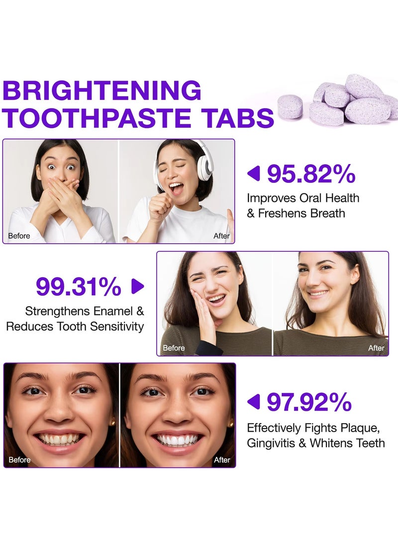 Yecuce 150Pcs Brightening Toothpaste Tabs with Nano Hydroxyapatite for Teeth Whitening Fresh Breath Remineralizing Tablets Toothpaste with Coconut Oil Peppermint Purple Toothpaste Tablets  - Image 4