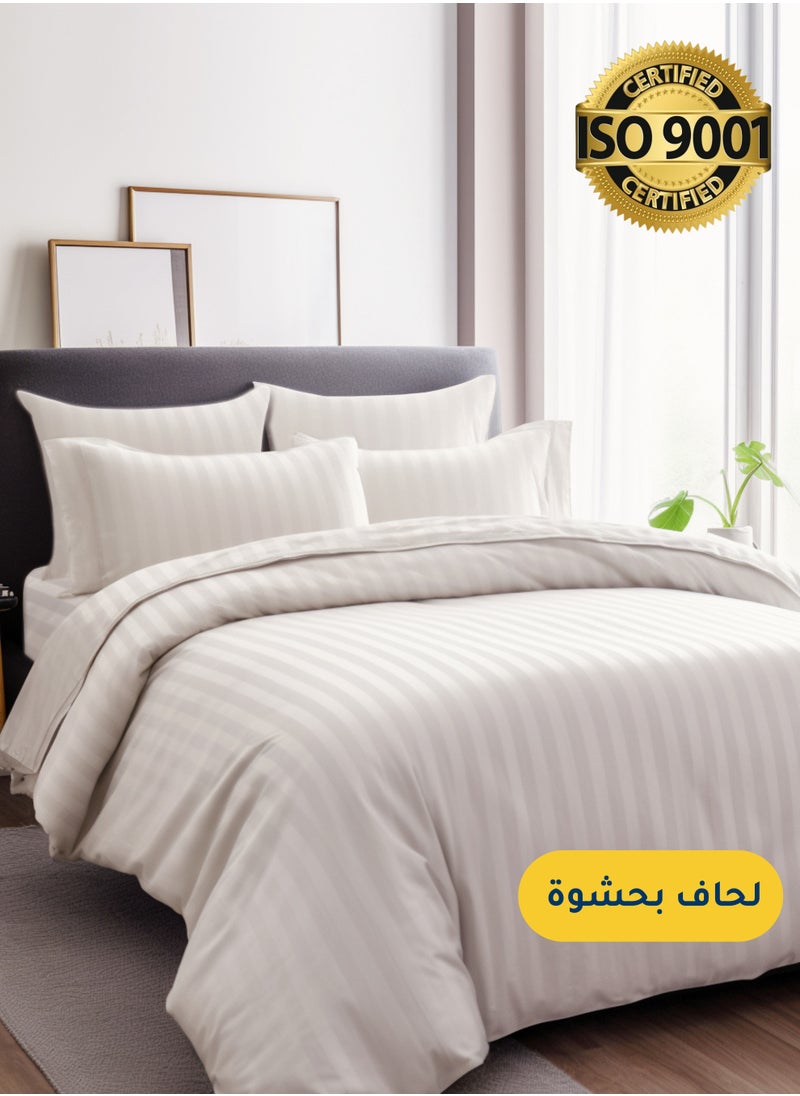 Microfiber Hotel Comforter Sets, Fits 160 cm x 200 cm Size Bed, Duvet Filling Included, 5 Pcs Queen Size, Hotel Stripe Pattern - pzsku/Z3DD9C3901C4B3F1A3BD9Z/45/_/1709274921/07e31876-861d-404a-a755-05208e12b387