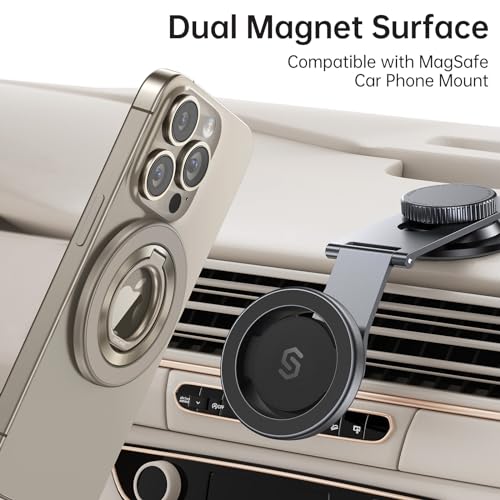 SYNCWIRE Magnetic Phone Ring Holder for MagSafe, 360° Rotation Cell Phone Grip Stand Finger Ring Kickstand Two-Sided Magnet Compatible with iPhone 17 Pro Max 16 15 14 13 12 MagSafe Accessories - Image 4