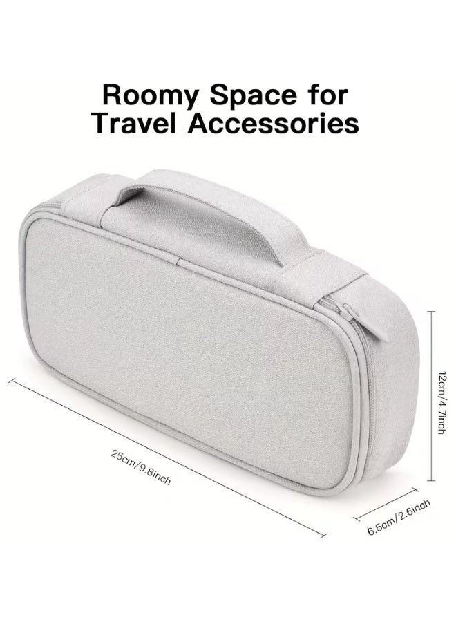 aeen Light Grey Zippered Electronic Organizer Bag with Compartments – Portable Travel Storage Case for Chargers, Power Banks, Hard Drives & Data Cables - Image 2