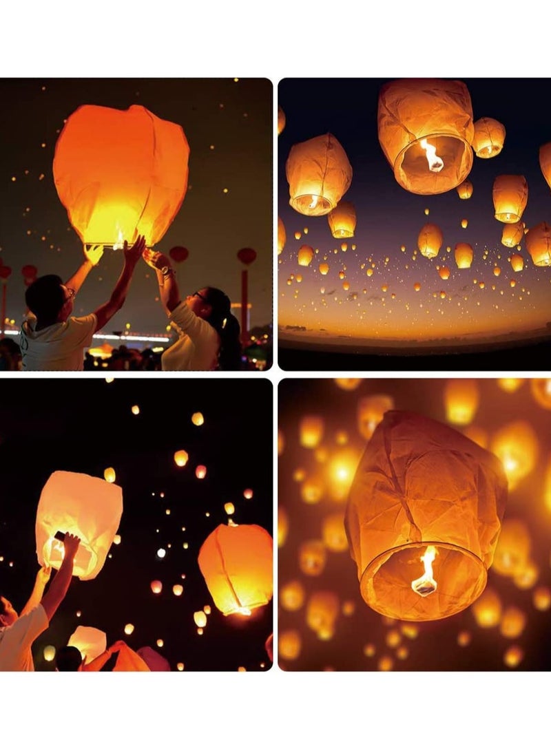 Eco-Friendly Chinese Sky Lanterns, Biodegradable Flying Paper Lanterns for New Year Wishes, Festivals, Weddings, and Parties (6 Pack) - Image 3