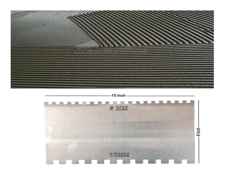 MD Style Notch Metal Trowel For Fixing Tiles, Granite, Marble (6MM & 10MM) (6x10 INCH) - Image 4