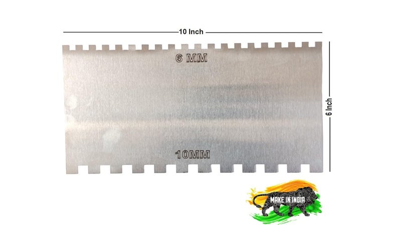 MD Style Notch Metal Trowel For Fixing Tiles, Granite, Marble (6MM & 10MM) (6x10 INCH) - Image 5