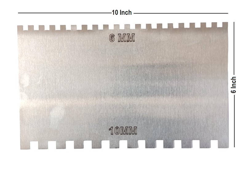 MD Style Notch Metal Trowel For Fixing Tiles, Granite, Marble (6MM & 10MM) (6x10 INCH) - Image 2