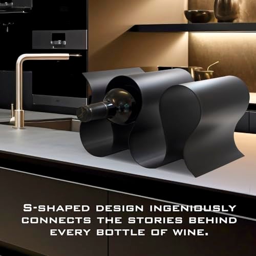 NETRCRHOM Wine Rack Countertop, Freestanding Creativity Modern Small Wine Holder, Tabletop Wine Stand for Kitchen Wine Bar Inside Cabinet, Pantry Decor-5 Bottle - Image 2