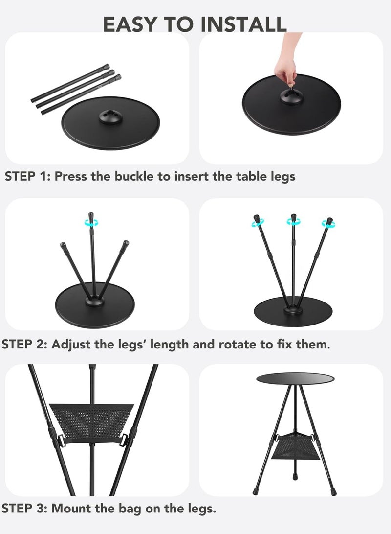 GUDOO طاولة تخييم محمولة قابلة للطي وقابلة للتعديل، صغيرة وخفيفة الوزن للاستخدام الخارجي مع حقيبة شبكية، مثالية للتخييم، الشواء، النزهات، الشاطئ، صيد السمك، التنزه أو للاستخدام الداخلي - Image 2