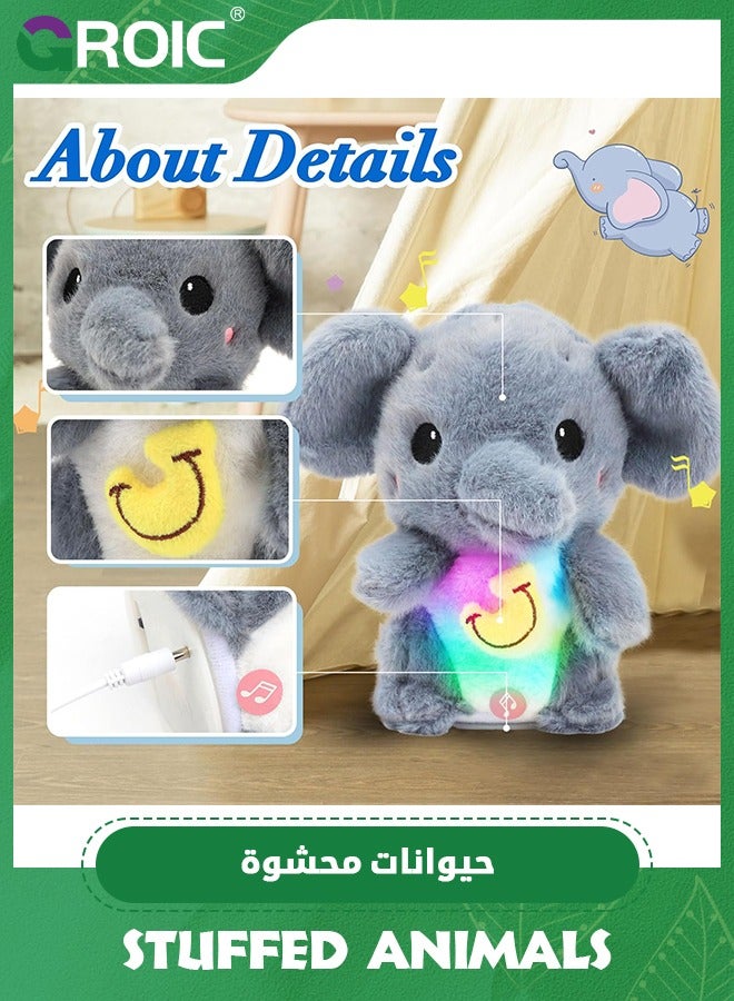 GROIC Talking Elephant Repeats What You Say Light up Nodding Electric Speaking Interactive Animated Toy with USB Charger Gift for Toddlers,Elephant Stuffed Animal Toy - Image 3