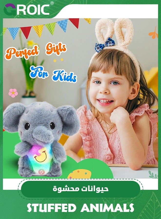GROIC Talking Elephant Repeats What You Say Light up Nodding Electric Speaking Interactive Animated Toy with USB Charger Gift for Toddlers,Elephant Stuffed Animal Toy - Image 5