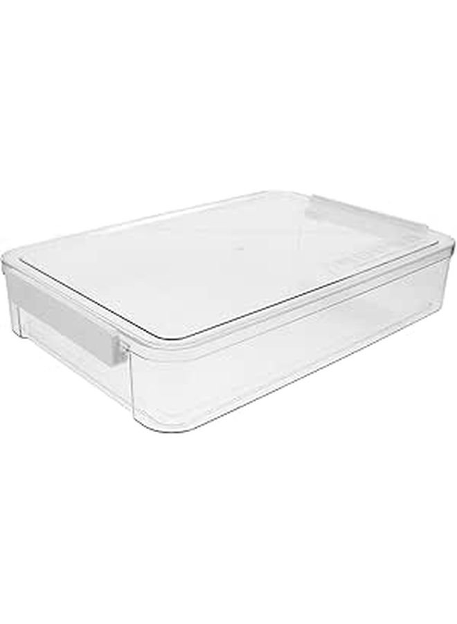 Large Plastic File Storage Box with Lid Heavy Duty Document Organizer Container White - Image 1