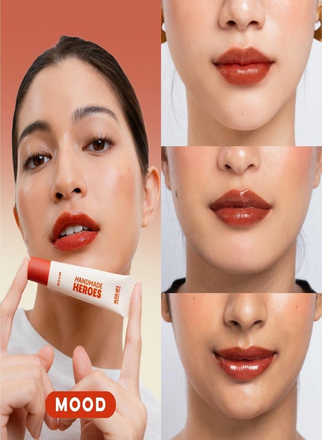 Handmade Heroes 100% Natural Vegan Tinted Lip Gloss with Hyaluronic Acid - Lightweight Moisturizing Soft Lipstick for Dry Lips - Mood (Dark Red) - Image 4