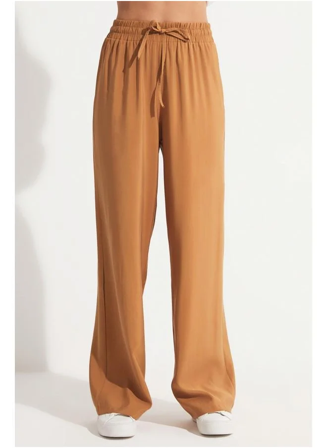 جون June Loose Elastic Waist Trouser Tan