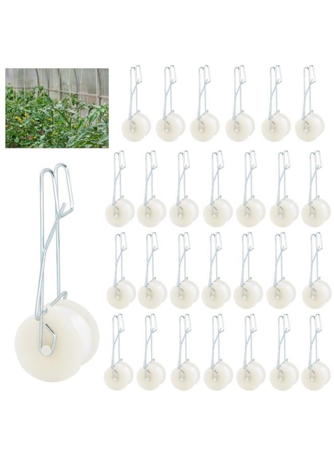 Pemaly 40 Pack Tomato Roller Hooks with 49.2FT String, Greenhouse Trellising Kit for Tomato,Plant, Greenhouse,Flower Vine Twine Crop Trellis Kit Plant Roller Trellis Hook - Image 1