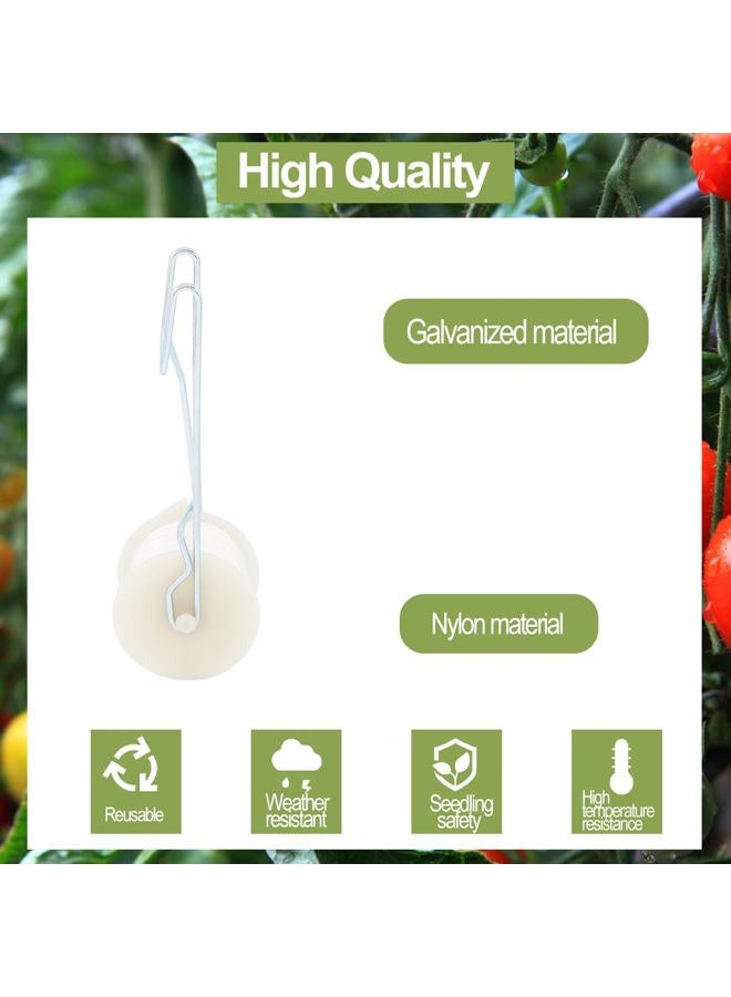 Pemaly 40 Pack Tomato Roller Hooks with 49.2FT String, Greenhouse Trellising Kit for Tomato,Plant, Greenhouse,Flower Vine Twine Crop Trellis Kit Plant Roller Trellis Hook - Image 2