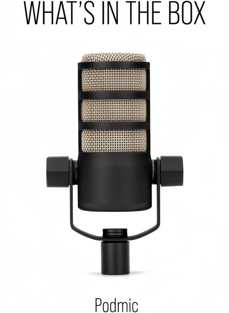 RODE RØDE-PodMic heart-shaped dynamic radio microphone with integrated swing stand for podcasts, streaming media, games and voice recording (black) - Image 1